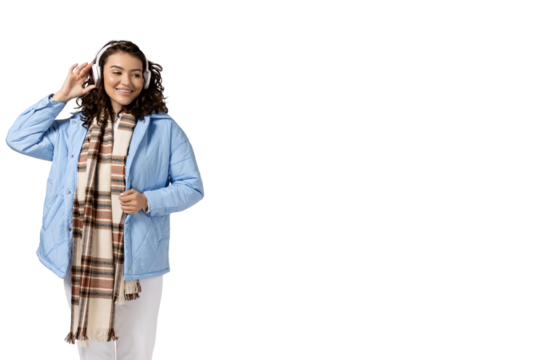 PNG, girl in warm clothes, isolated on white background.