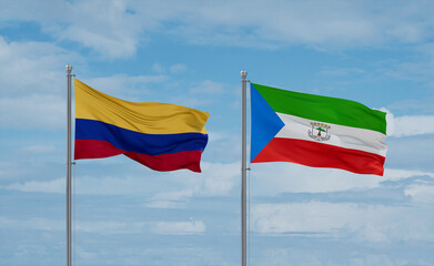 Equatorial Guinea and Colombia flags, country relationship concept