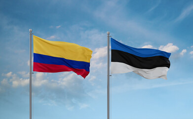 Estonia and Colombia flags, country relationship concept