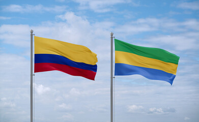 Gabon and Colombia flags, country relationship concept
