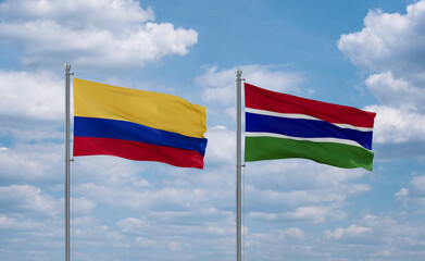 Gambia and Colombia flags, country relationship concept