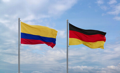 Germany and Colombia flags, country relationship concept