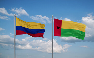 Guinea-Bissau and Colombia flags, country relationship concept