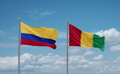 Guinea and Colombia flags, country relationship concept