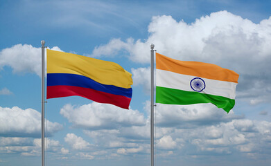 India and Colombia flags, country relationship concept