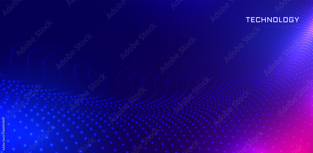 Poster abstract 3d waving particle technology and science background. big data and artificial intelligence.