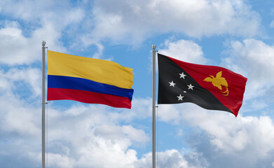 Papua New Guinea and Colombia flags, country relationship concept