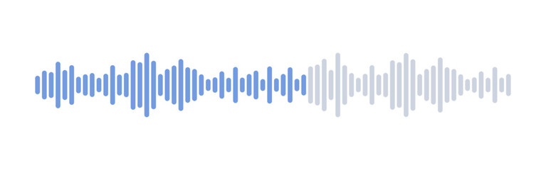 Record music player interface. Sound wave of voice. Audio speech soundwave line. Mobile messenger app chat soundbar. Equalizer icon with spectrum noise. Vector illustration. - obrazy, fototapety, plakaty