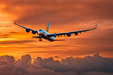 Fototapeta na wymiar aeroplane in the sunset
