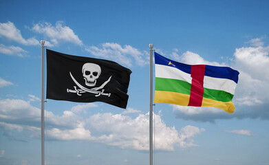 Central African Republic and Corsair Pirate flags, country relationship concept