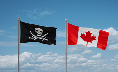 Canada and Corsair Pirate flags, country relationship concept