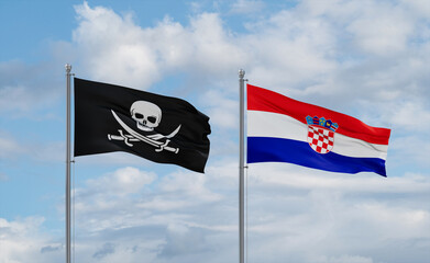 Croatia and Corsair Pirate flags, country relationship concept