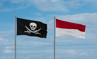 Indonesia and Corsair Pirate flags, country relationship concept
