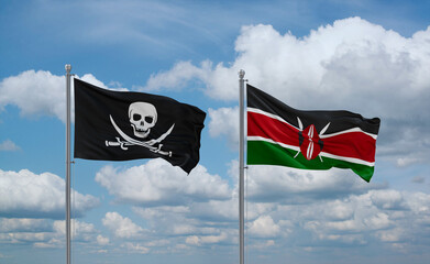 Kenya and Corsair Pirate flags, country relationship concept