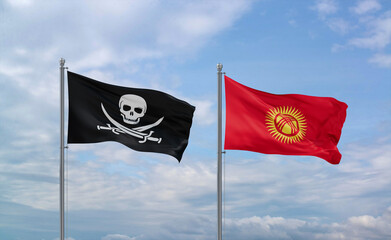 Kyrgyzstan and Corsair Pirate flags, country relationship concept