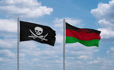 Malawi and Corsair Pirate flags, country relationship concept
