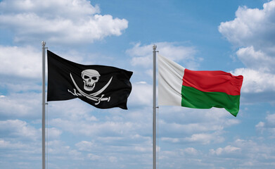 Madagascar and Corsair Pirate flags, country relationship concept