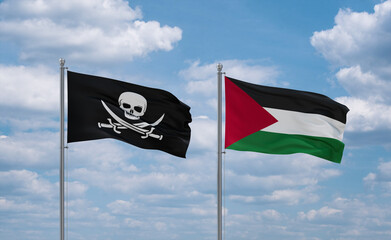Palestine and Corsair Pirate flags, country relationship concept