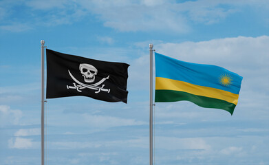 Rwanda and Corsair Pirate flags, country relationship concept