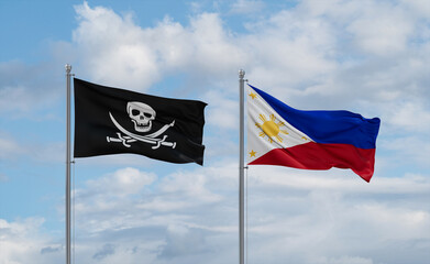 Philippines and Corsair Pirate flags, country relationship concept