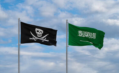 Corsair Pirate and Saudi Arabia flags, country relationship concepts