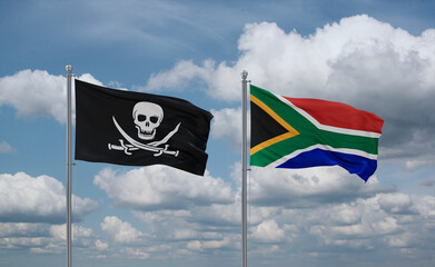 South Africa and Corsair Pirate flags, country relationship concept