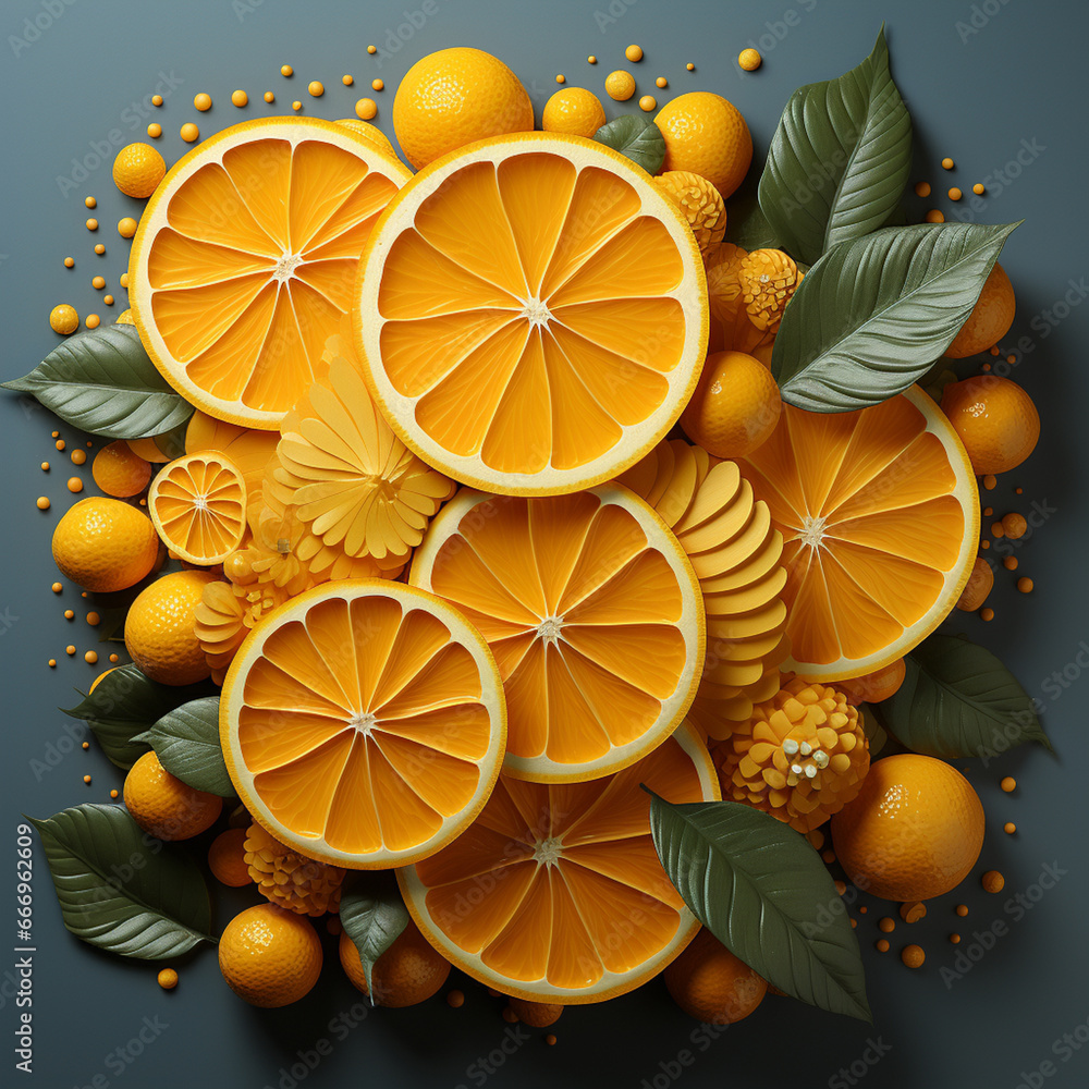 Aufkleber A minimalistic arrangement of neatly lined orange segments, their vibrant color and symmetry creating a captivating effect. 