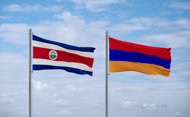 Armenia and Costa Rico flags, country relationship concept