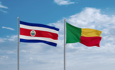 Benin and Costa Rico flags, country relationship concept