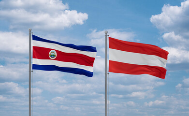 Austria and Costa Rico flags, country relationship concept