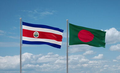 Bangladesh and Costa Rico flags, country relationship concept