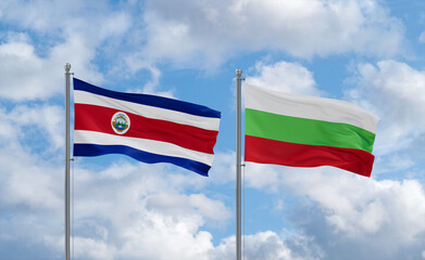 Bulgaria and Costa Rico flags, country relationship concept