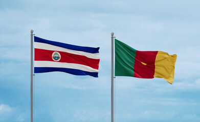Cameroon and Costa Rico flags, country relationship concept