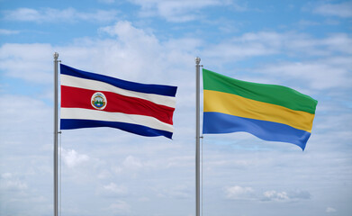 Gabon and Costa Rico flags, country relationship concept