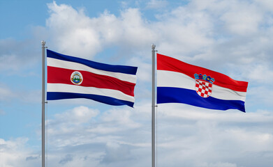 Croatia and Costa Rico flags, country relationship concept