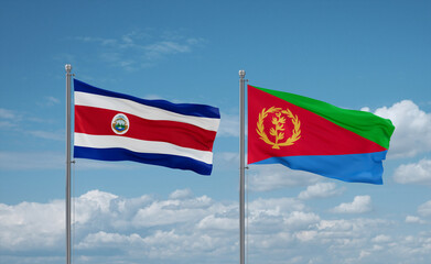 Eritrea and Costa Rico flags, country relationship concept