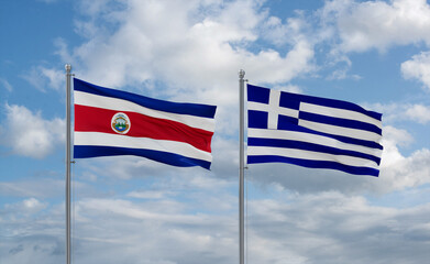 Greece and Costa Rico flags, country relationship concept