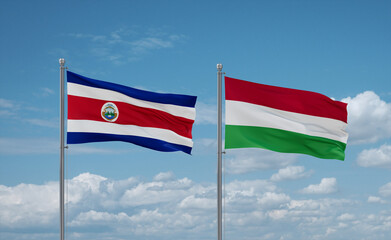Hungary and Costa Rico flags, country relationship concept