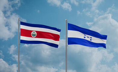 Honduras and Costa Rico flags, country relationship concept