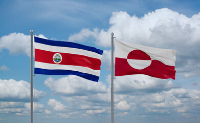 Greenland and Costa Rico flags, country relationship concept