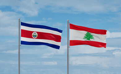 Lebanon and Costa Rico flags, country relationship concept