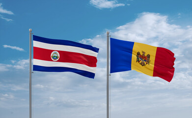 Moldova and Costa Rico flags, country relationship concept