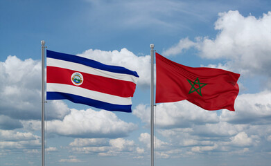 Morocco and Costa Rico flags, country relationship concept