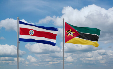 Mozambique and Costa Rico flags, country relationship concept