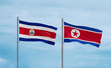 North Korea and Costa Rico flags, country relationship concept