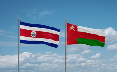 Oman and Costa Rico flags, country relationship concept
