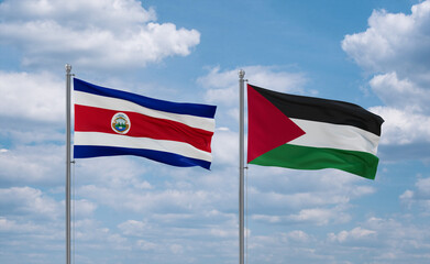Palestine and Costa Rico flags, country relationship concept