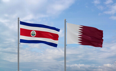 Qatar and Costa Rico flags, country relationship concept