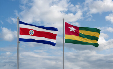 Togo and Costa Rico flags, country relationship concept