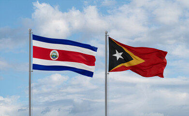 East Timor and Costa Rico flags, country relationship concept